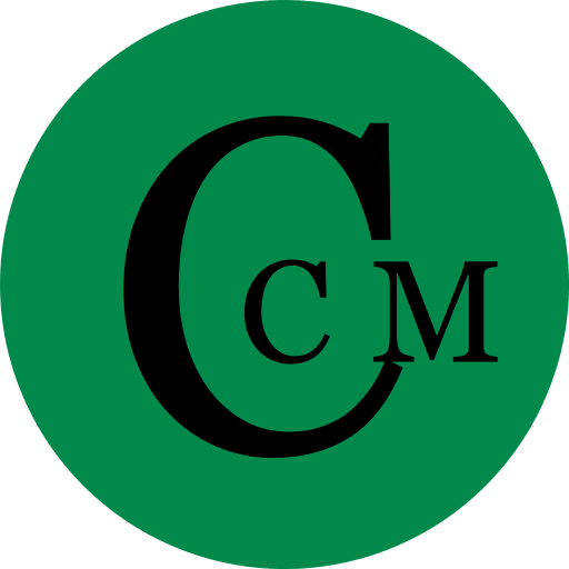 Catamount Case Management icon - CCM abbreviation black text on green background circle.